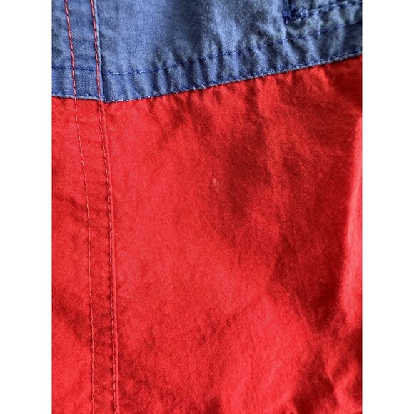90s TOMMY HILFIGER Mens Medium Mesh Lined Red Blue Swim Trunks Shorts Colorblock - Picture 13 of 14
